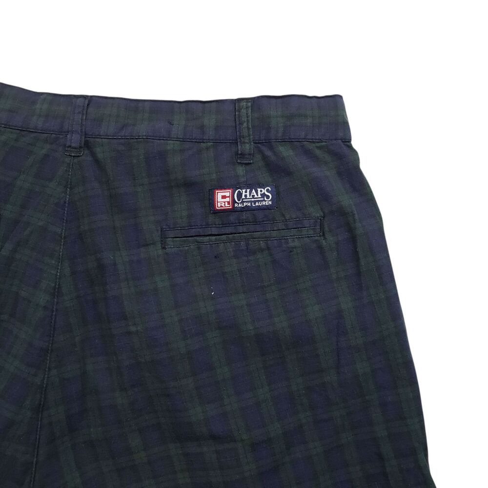 Vintage Chaps Ralph Lauren Pleated Shorts Mens 36 Blackwatch Tartan Plaid 90s - Picture 8 of 8